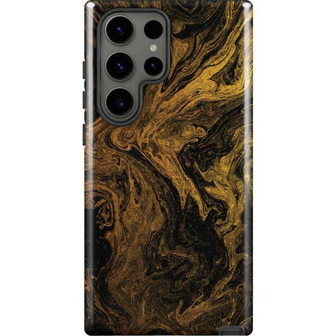 Gold and Black Marble Galaxy S23 Ultra Pro Case