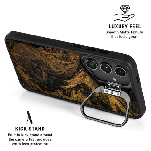 Gold and Black Marble Galaxy S24 Kickstand Case