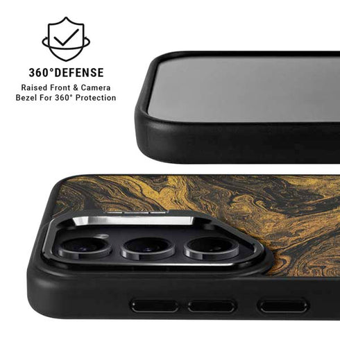Gold and Black Marble Galaxy S25 Plus Kickstand Case