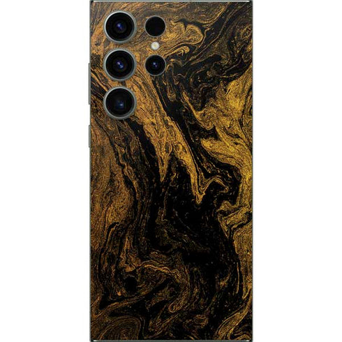 Gold and Black Marble Galaxy S25 Ultra Skin