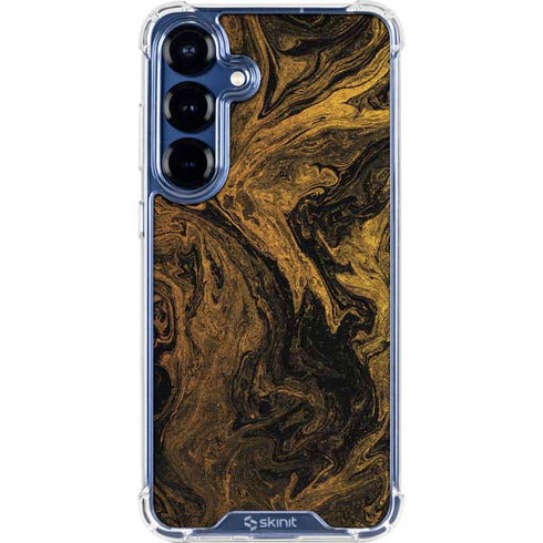 Gold and Black Marble Galaxy S25 Plus Clear Case
