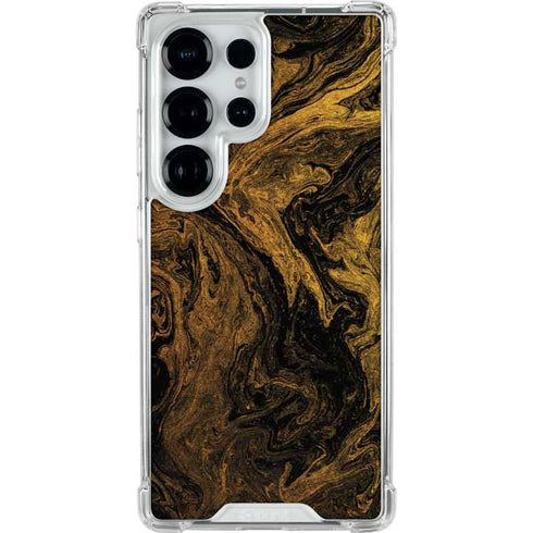 Gold and Black Marble Galaxy S25 Ultra Clear Case
