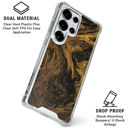 Gold and Black Marble Galaxy S25 Ultra Clear Case