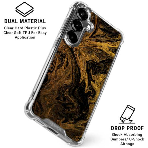 Gold and Black Marble Galaxy S26 Clear Case