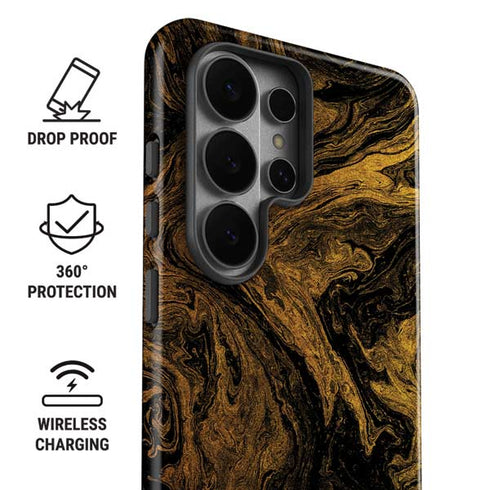 Gold and Black Marble Galaxy S26 Ultra Impact Case