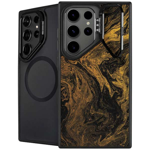 Gold and Black Marble Galaxy S26 Ultra Kickstand Case