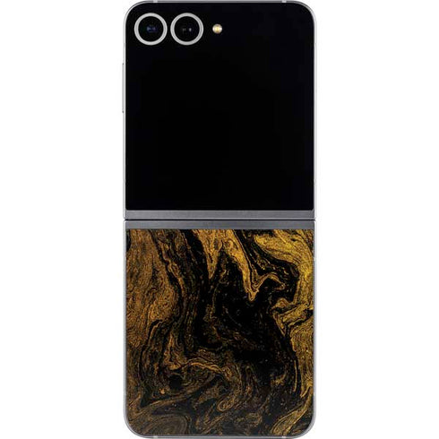 Gold and Black Marble Galaxy Z Flip6 Skin