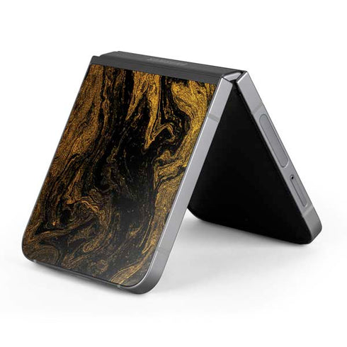 Gold and Black Marble Galaxy Z Flip6 Skin