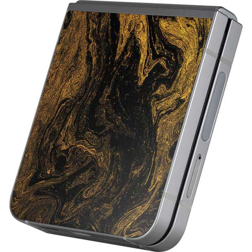 Gold and Black Marble Galaxy Z Flip6 Skin