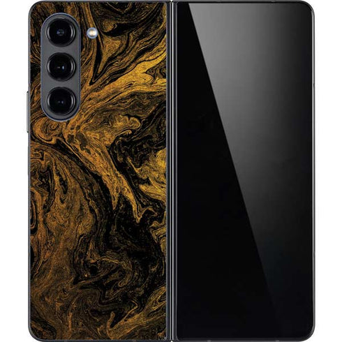 Gold and Black Marble Galaxy Z Fold5 5G Skin