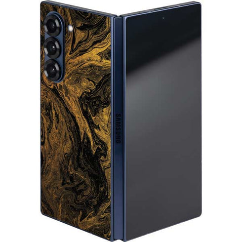 Gold and Black Marble Galaxy Z Fold6 Skin