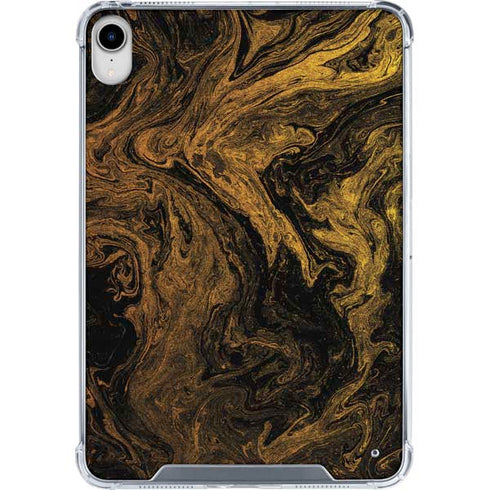 Gold and Black Marble iPad 11th Gen (2025) Clear Case