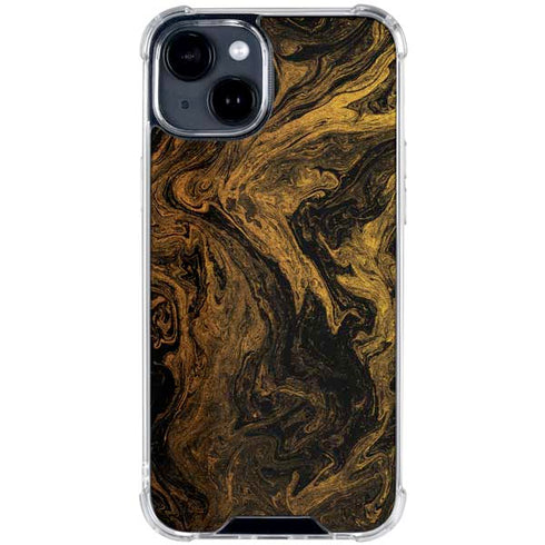 Gold and Black Marble iPhone 15 Clear Case