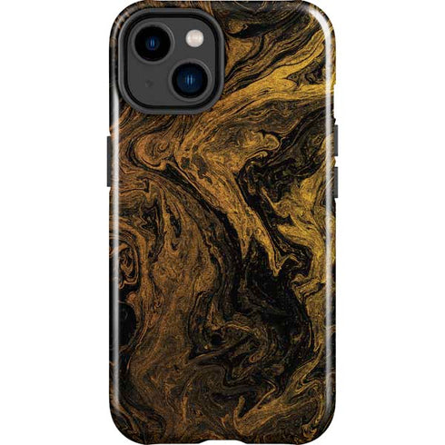 Gold and Black Marble iPhone 15 Impact Case
