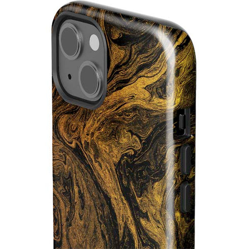 Gold and Black Marble iPhone 15 Impact Case