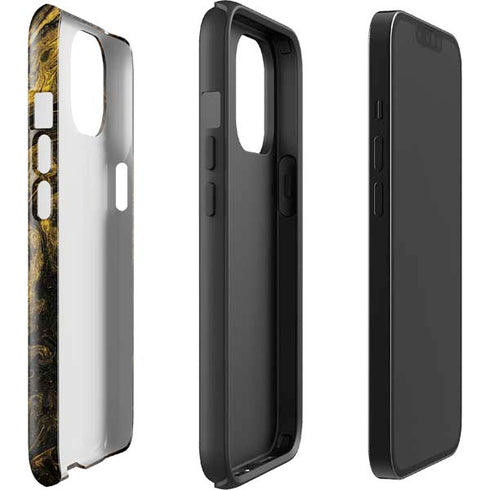Gold and Black Marble iPhone 15 Impact Case