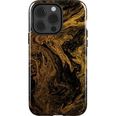 Gold and Black Marble iPhone 15 Pro Impact Case