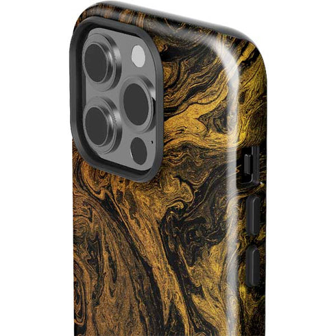 Gold and Black Marble iPhone 15 Pro Impact Case