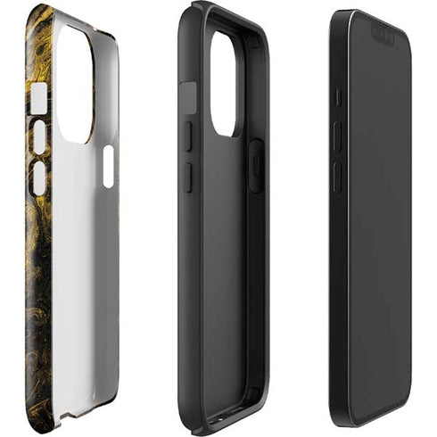 Gold and Black Marble iPhone 15 Pro Impact Case