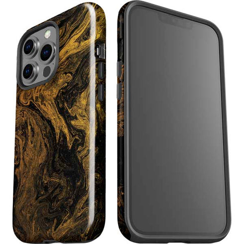 Gold and Black Marble iPhone 15 Pro Impact Case