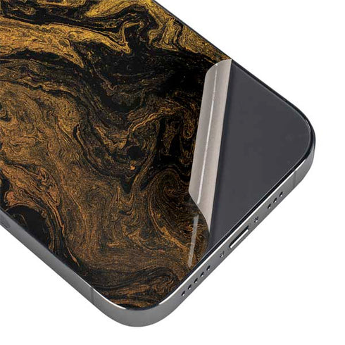 Gold and Black Marble iPhone 15 Pro Max Skin