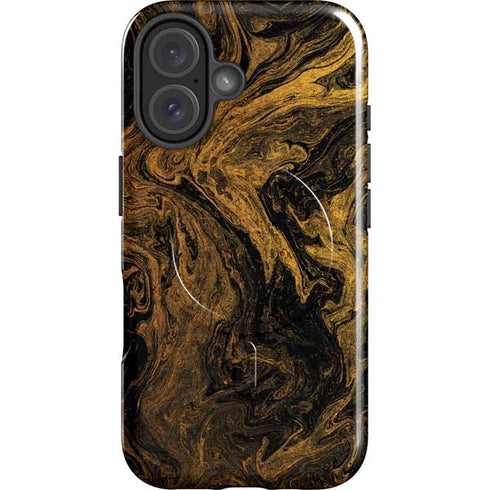 Gold and Black Marble iPhone 16 Magsafe Impact Case