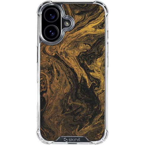 Gold and Black Marble iPhone 16 Plus Clear Case
