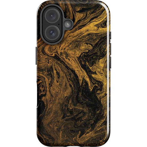 Gold and Black Marble iPhone 16 Plus Impact Case