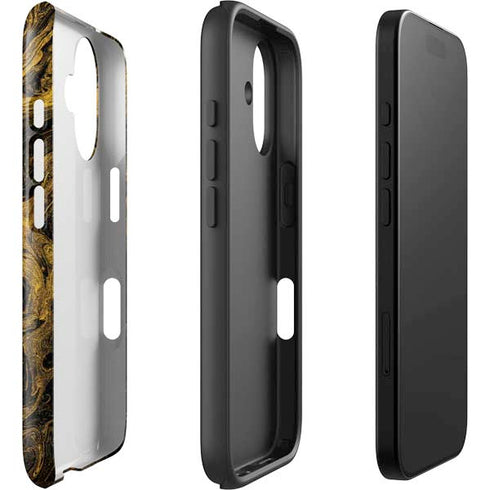 Gold and Black Marble iPhone 16 Plus Impact Case