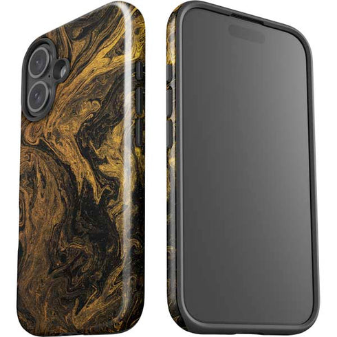 Gold and Black Marble iPhone 16 Plus Impact Case