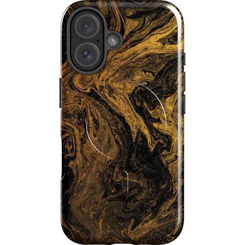 Gold and Black Marble iPhone 16 Plus Magsafe Impact Case