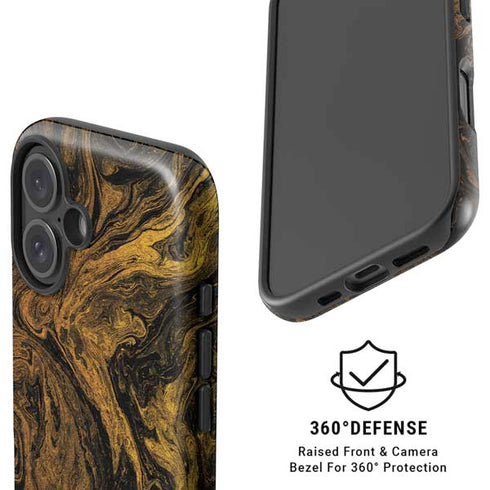 Gold and Black Marble iPhone 16 Plus Magsafe Impact Case