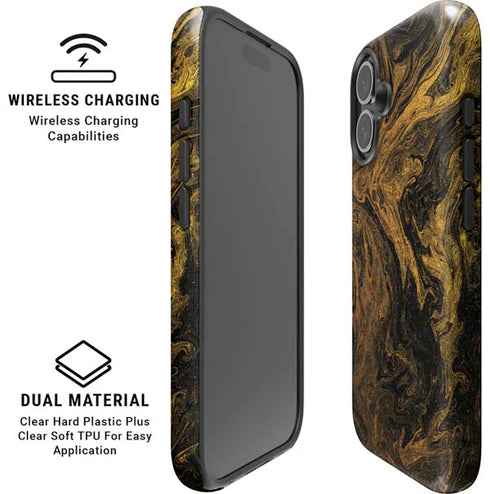 Gold and Black Marble iPhone 16 Plus Magsafe Impact Case