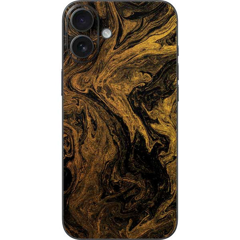 Gold and Black Marble iPhone 16 Plus Skin