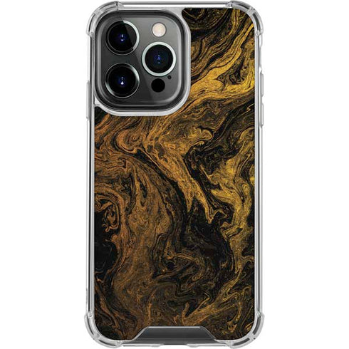 Gold and Black Marble iPhone 16 Pro Clear Case