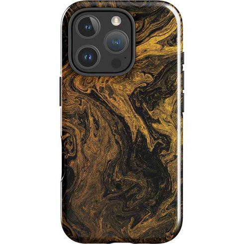 Gold and Black Marble iPhone 16 Pro Impact Case