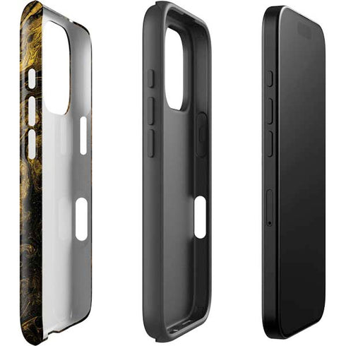 Gold and Black Marble iPhone 16 Pro Impact Case