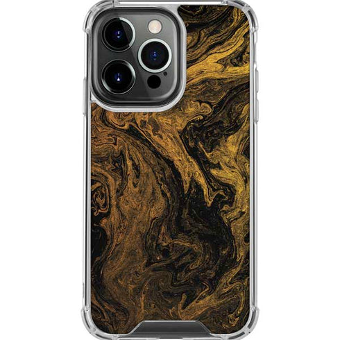 Gold and Black Marble iPhone 16 Pro Max Clear Case