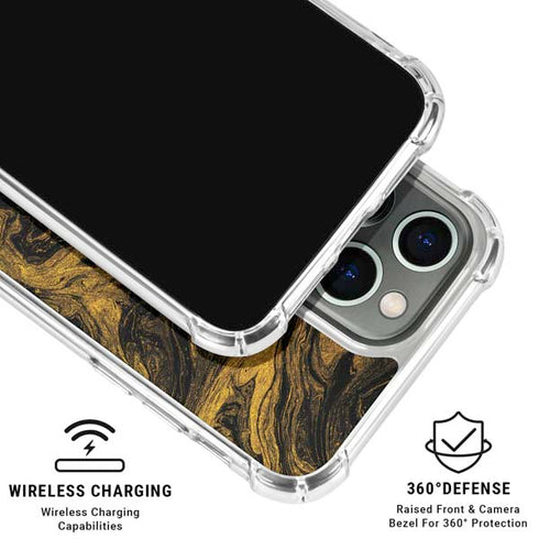 Gold and Black Marble iPhone 16 Pro Max Clear Case