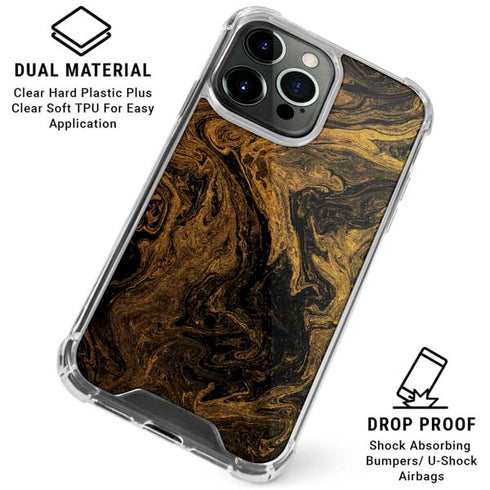 Gold and Black Marble iPhone 16 Pro Max Clear Case