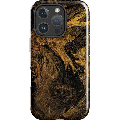 Gold and Black Marble iPhone 16 Pro Max Magsafe Impact Case