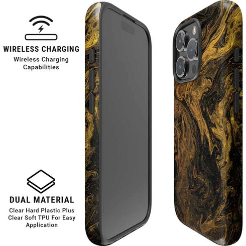 Gold and Black Marble iPhone 16 Pro Max Magsafe Impact Case