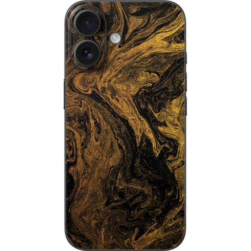 Gold and Black Marble iPhone 16 Skin