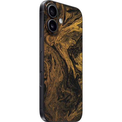 Gold and Black Marble iPhone 16 Skin
