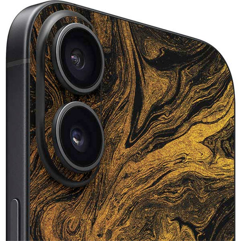 Gold and Black Marble iPhone 16 Skin