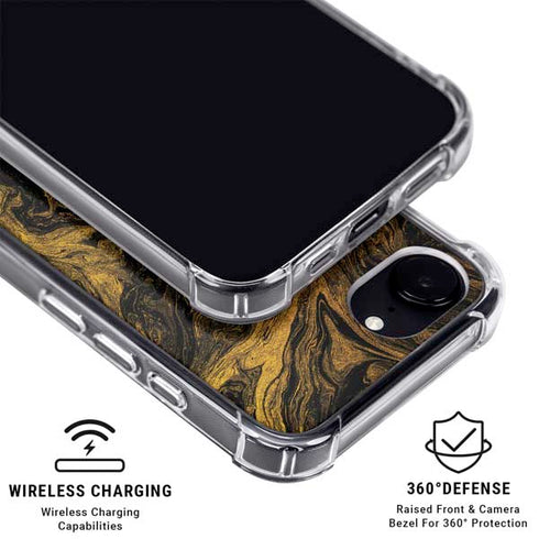 Gold and Black Marble iPhone 16e MagSafe Case