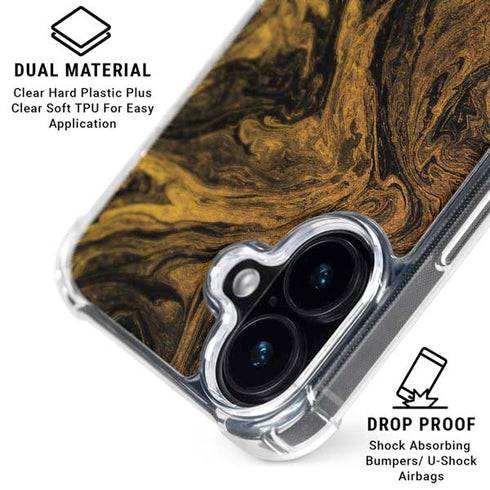Gold and Black Marble iPhone 17 Clear Case