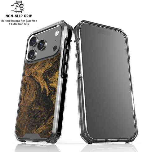 Gold and Black Marble iPhone 18 Pro Clear Case