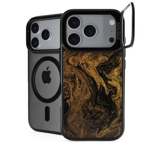 Gold and Black Marble iPhone 18 Pro Kickstand Case