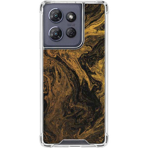 Gold and Black Marble Moto G 5G (2025) Clear Case
